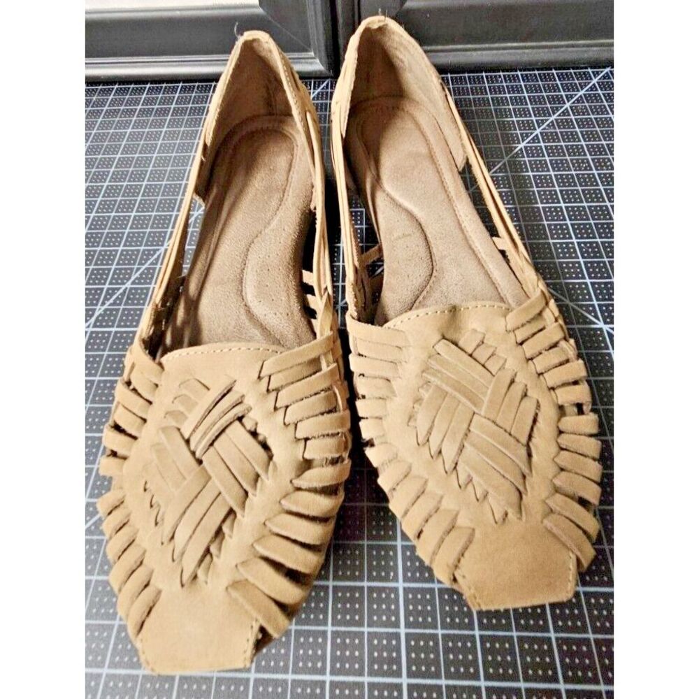 natural soul women Trinidad Huarache sandals leather woven upper slip on US 7.5M